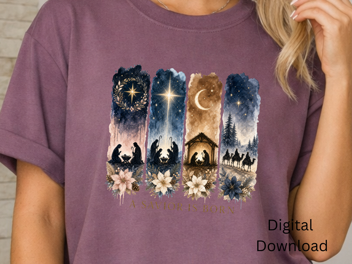 A Savior Is Born Nativity Christmas PNG Digital Download - PNG Digital Download