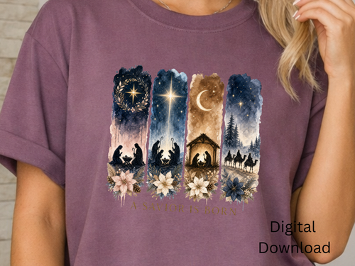 A Savior Is Born Nativity Christmas PNG Digital Download - PNG Digital Download
