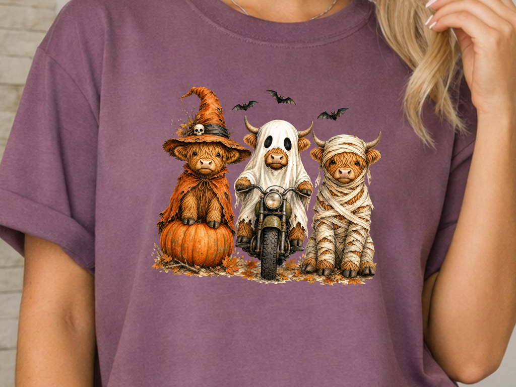 Halloween Highland Cow DTF Transfer - Youth/Adult Direct To Film Transfer