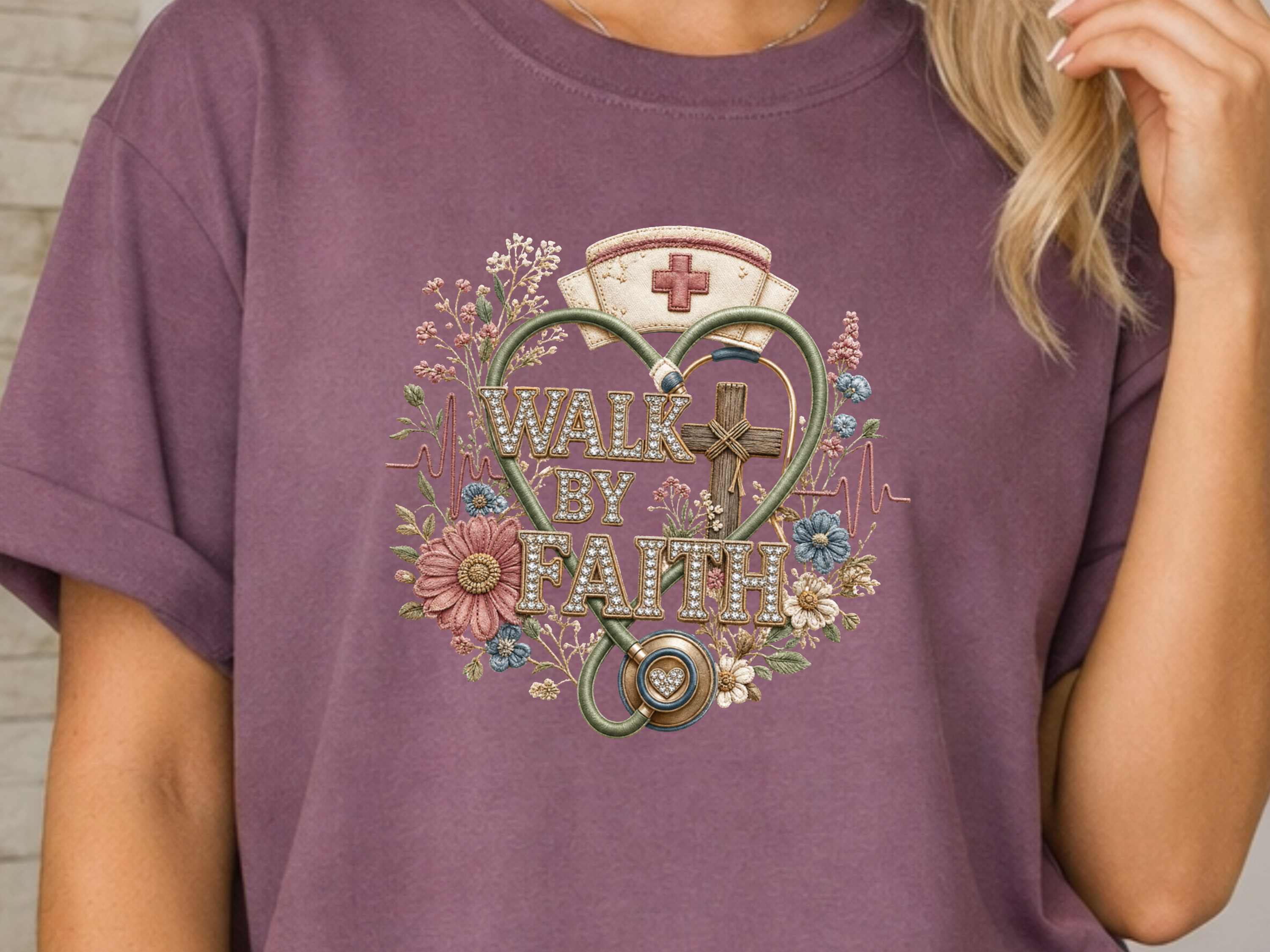 Walk By Faith Nurse DTF Transfer - Youth/Adult Direct To Film Transfer