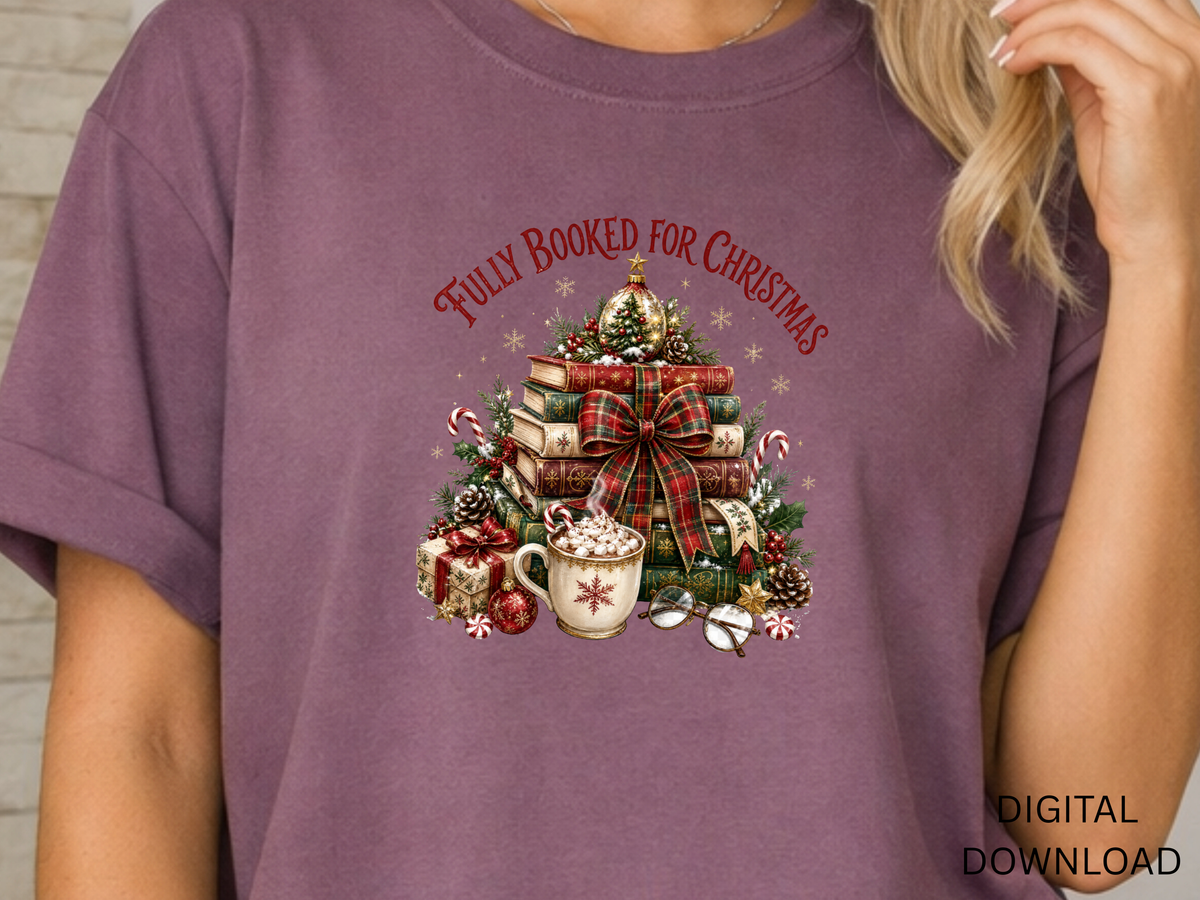 Fully Booked for Christmas Book Lover- PNG Digital Download
