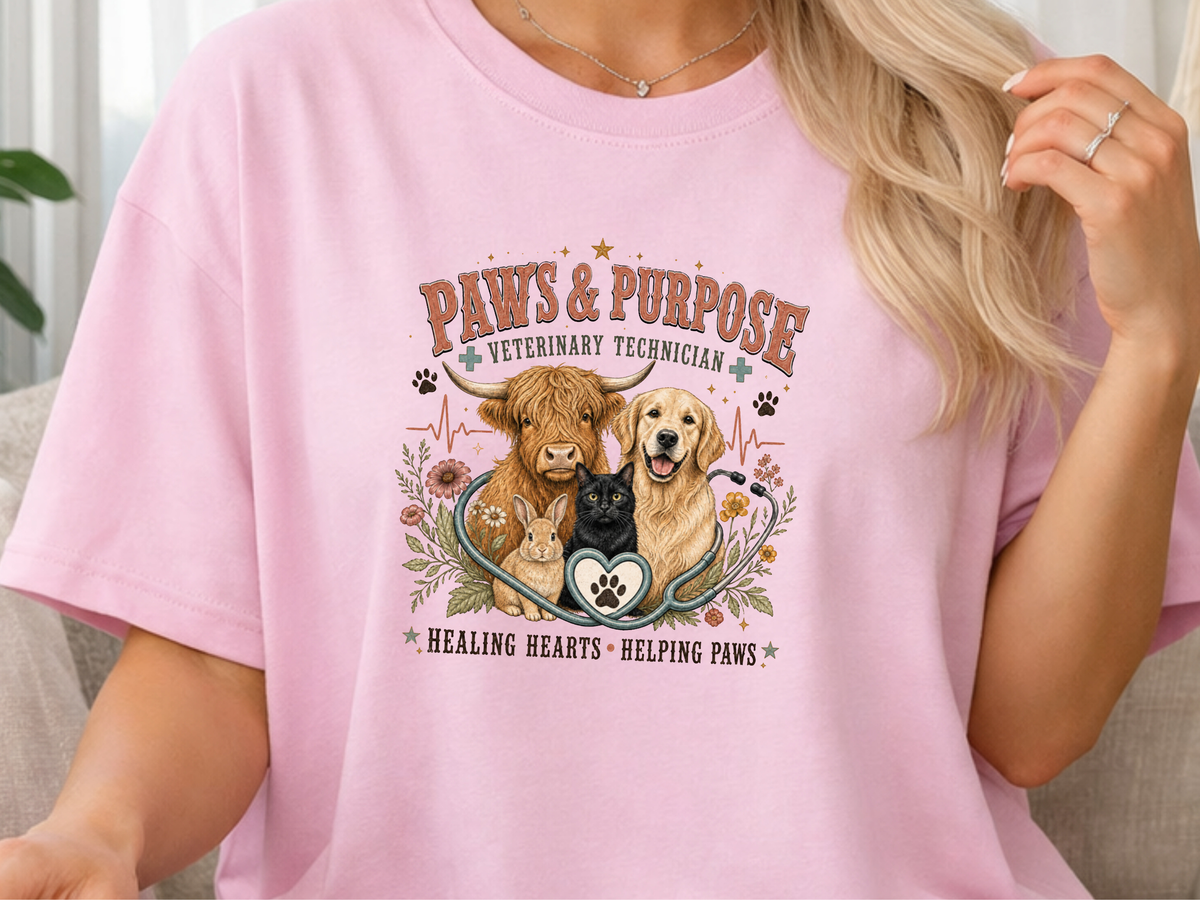 Paws & Purpose Veterinary Technician DTF Transfer - Youth/Adult Direct To Film Transfer