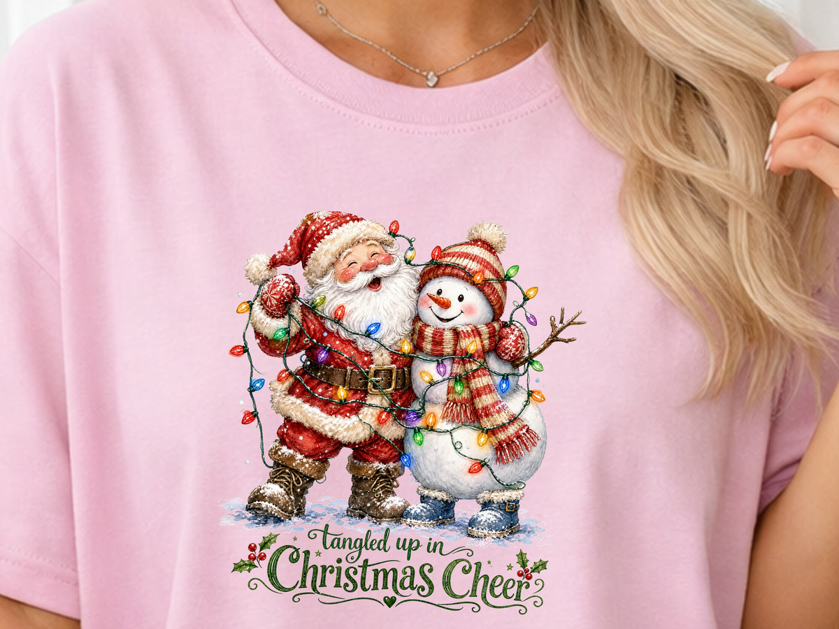 Tangled Up in Christmas Cheer Santa & Snowman - Youth/Adult Direct To Film Transfer