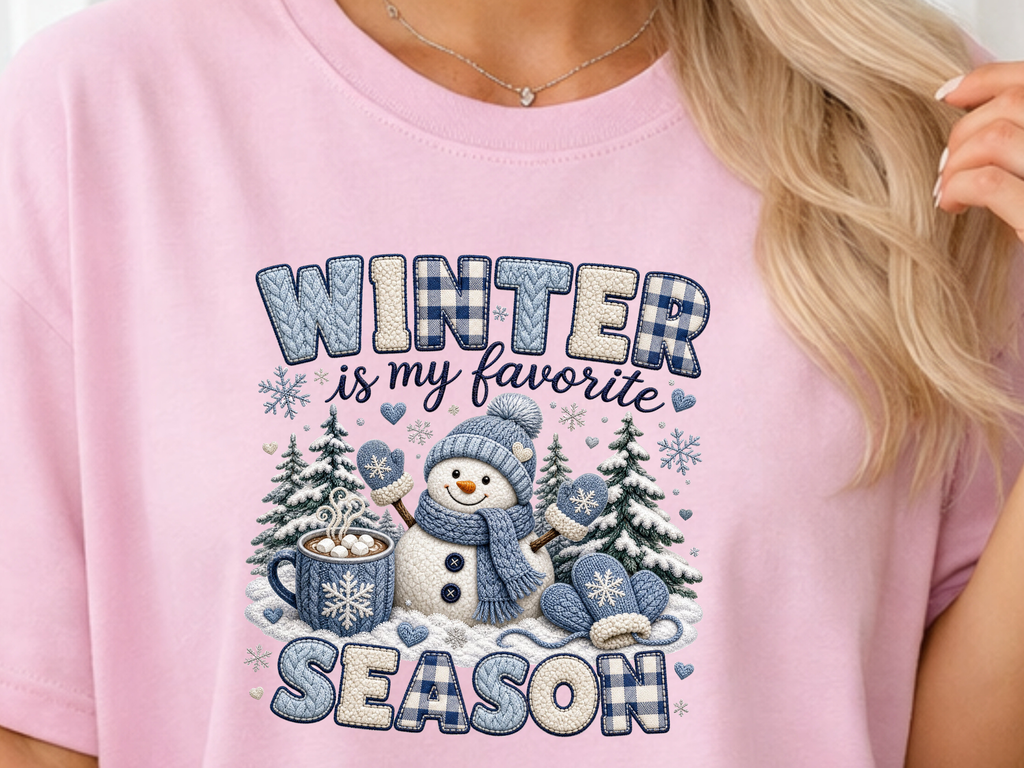 Winter Is My Favorite Season Blue Snowman - Youth/Adult Direct To Film Transfer