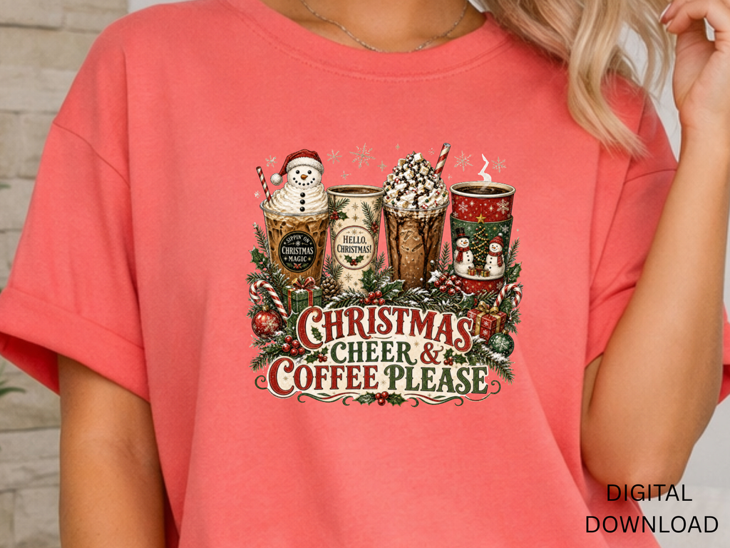 Christmas Cheer and Coffee Please - PNG Digital Download