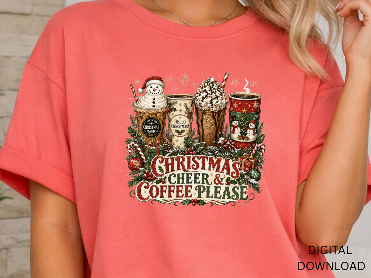 Christmas Cheer and Coffee Please - PNG Digital Download