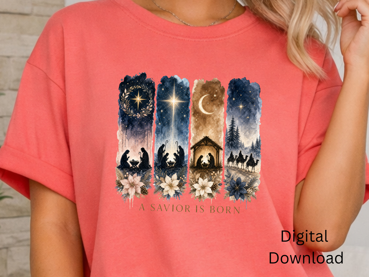 A Savior Is Born Nativity Christmas PNG Digital Download - PNG Digital Download