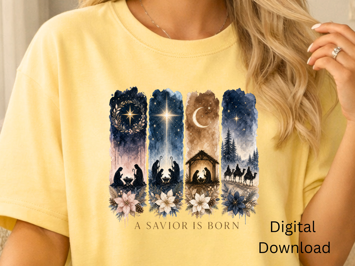 A Savior Is Born Nativity Christmas PNG Digital Download - PNG Digital Download