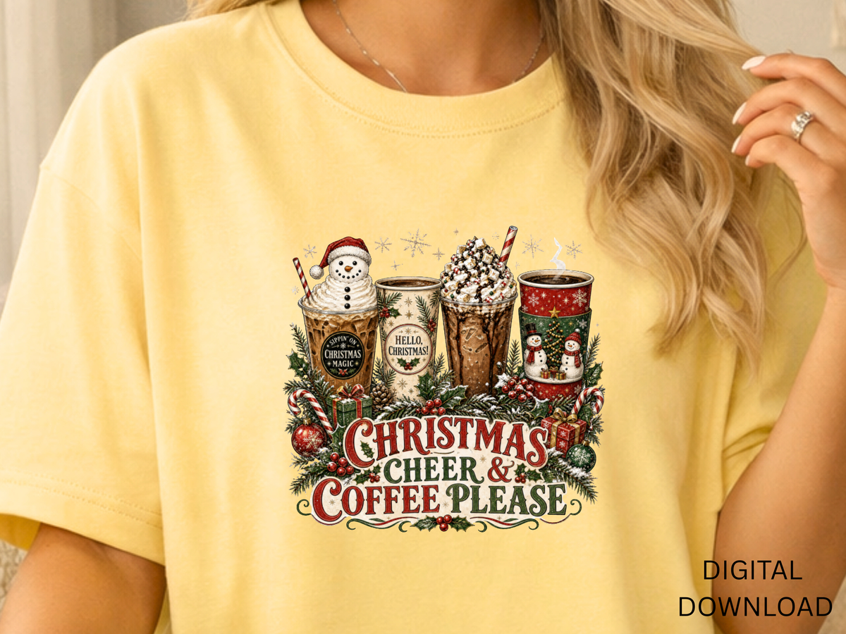 Christmas Cheer and Coffee Please - PNG Digital Download