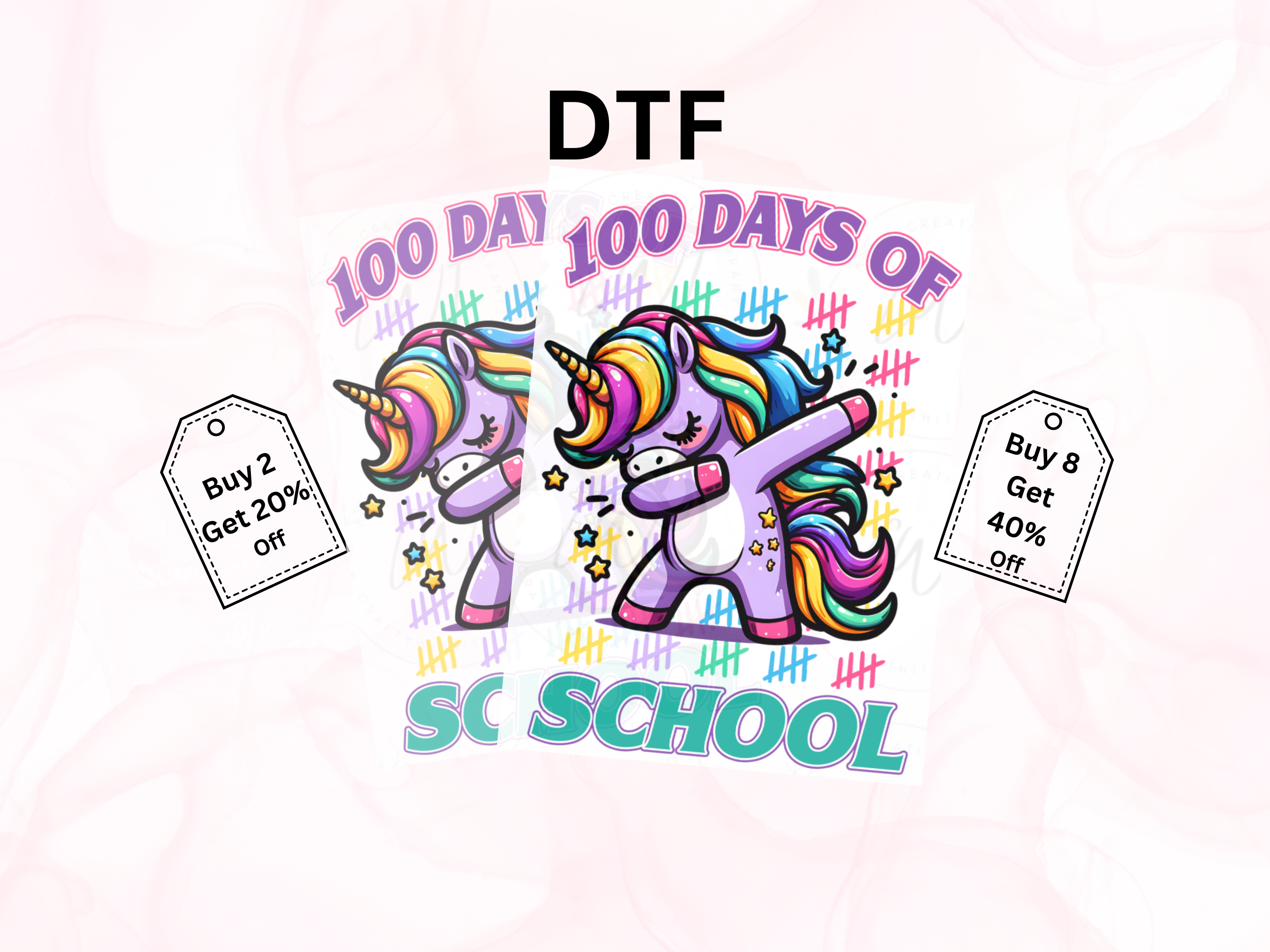 School - 100 Days Of School Unicorn - Direct To Film Transfer