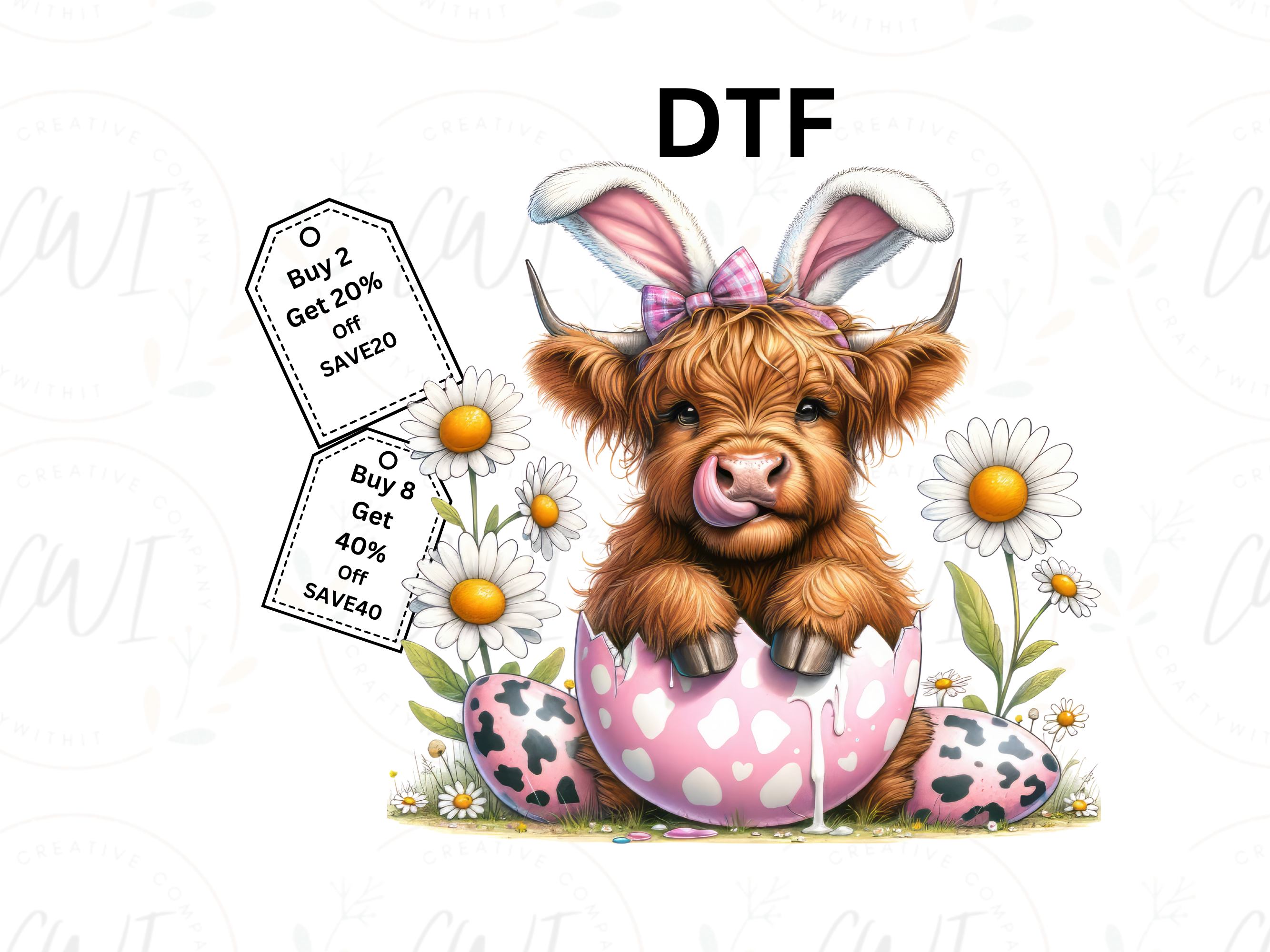 Easter Baby Highland Cow 1 - Direct To Film - DTF Transfer