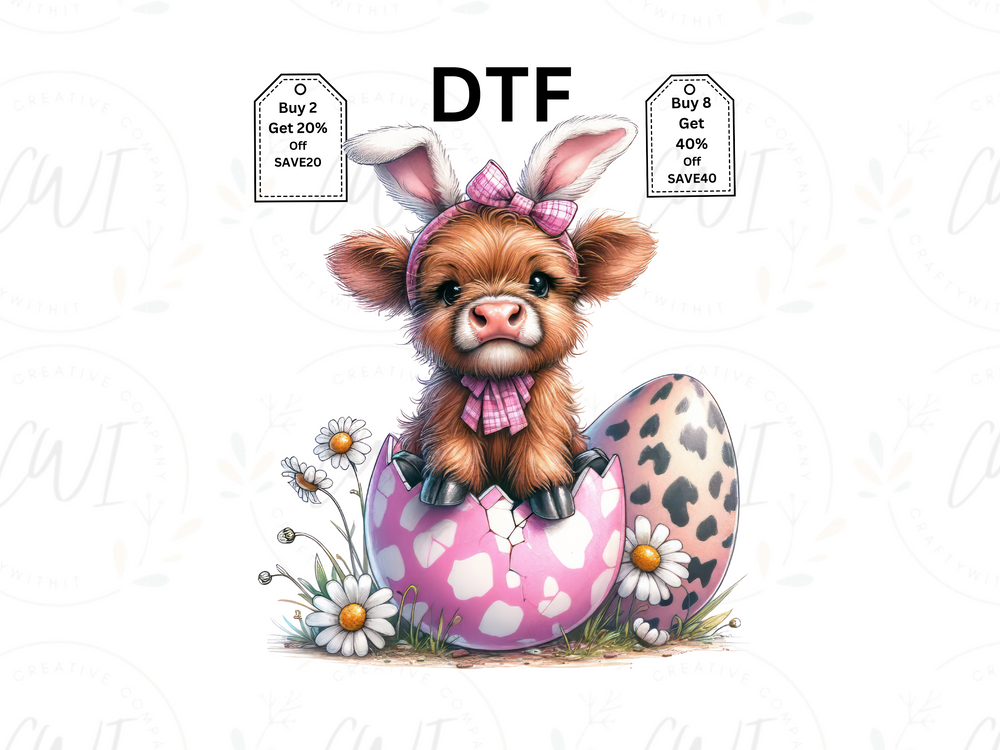 Easter Baby Highland Cow 15 - Direct To Film - DTF Transfer