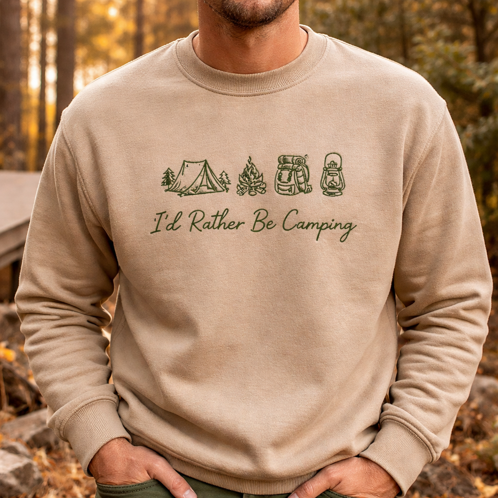 Rather Be Camping - Long Sleeve T-Shirt Adult Embroidery