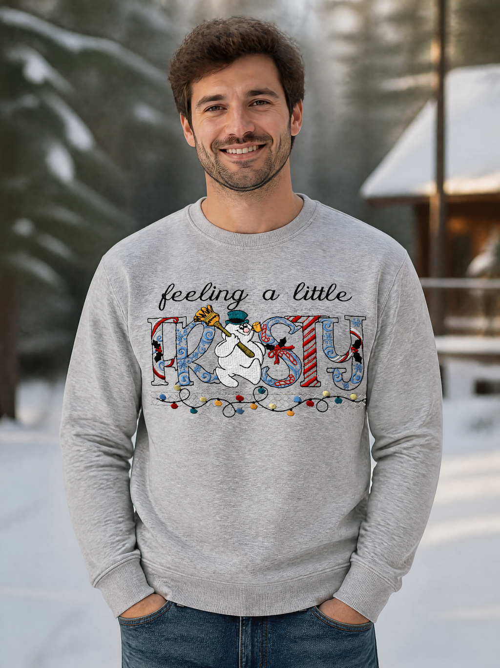 Feeling a Little Frosty Embroidered - Crewneck Adult Embroidery