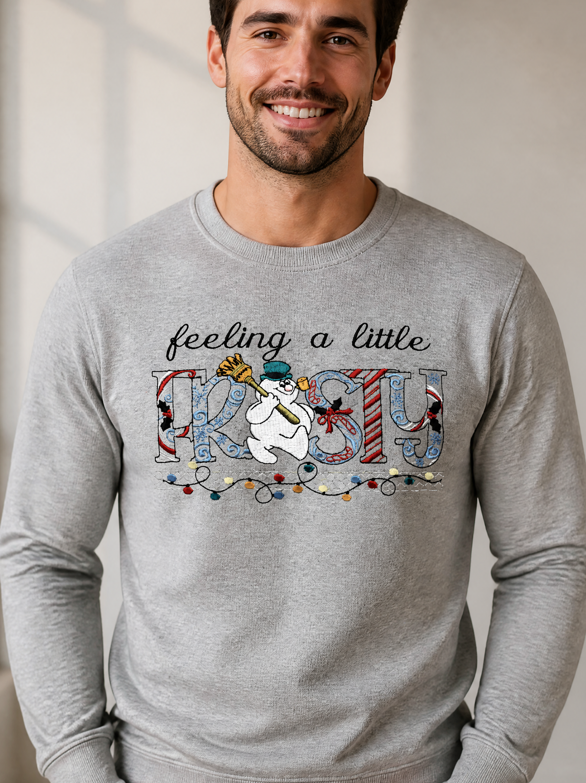 Feeling a Little Frosty Embroidered - Crewneck Adult Embroidery