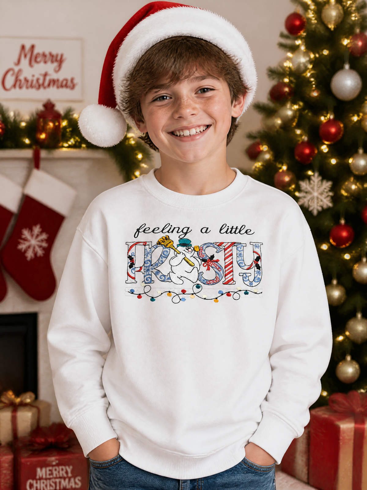Feeling a Little Frosty Embroidered - Crewneck Adult Embroidery