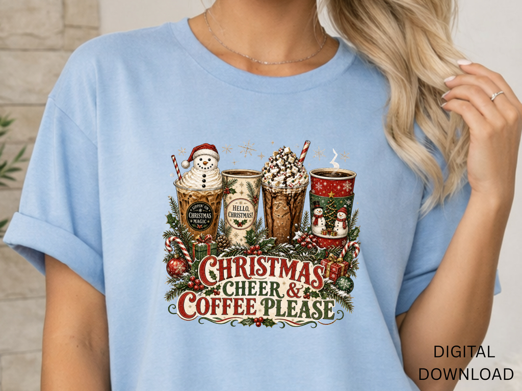 Christmas Cheer and Coffee Please - PNG Digital Download