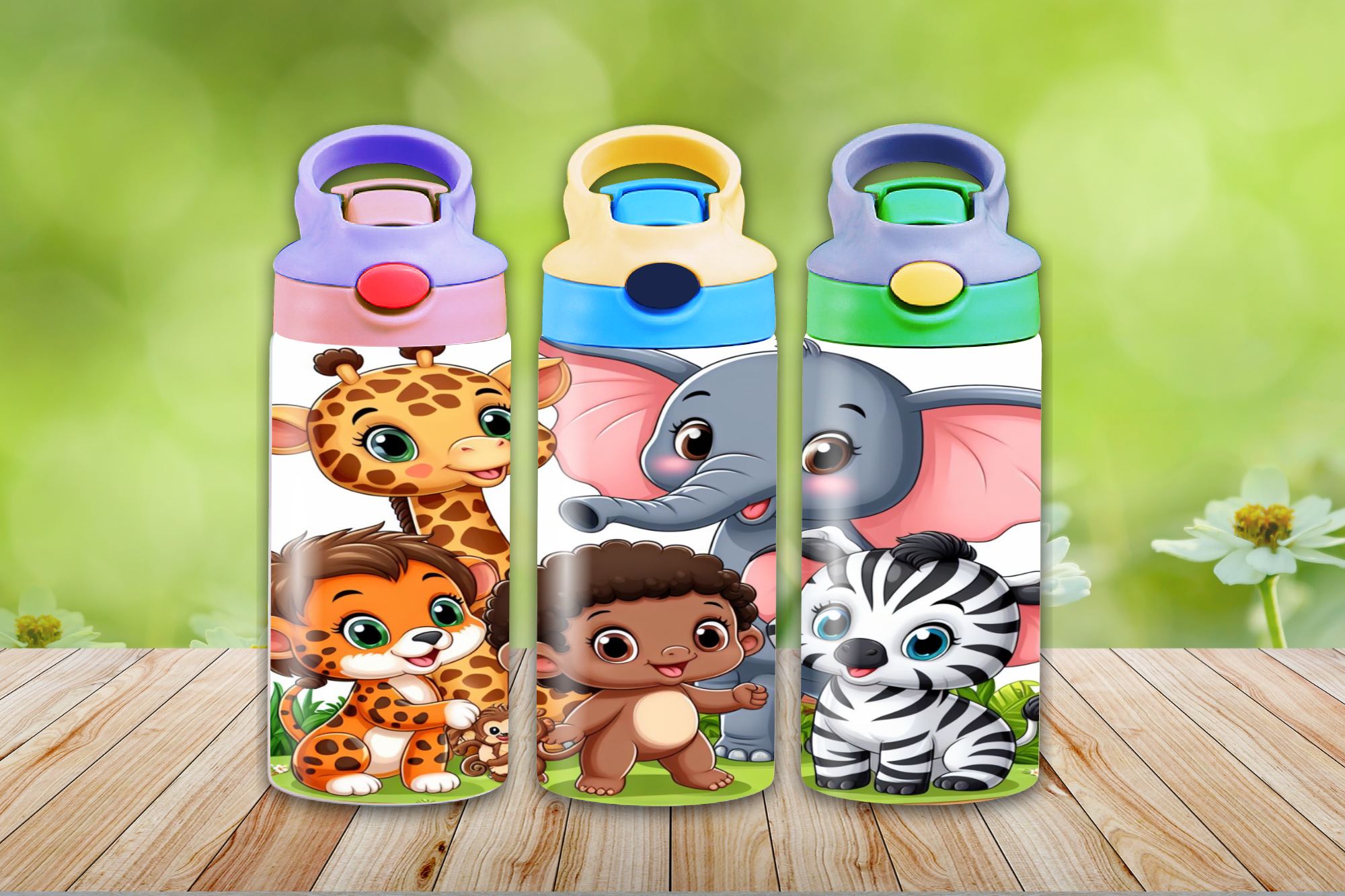 Zoo Animals 12oz - Kids Sippy Digital Download