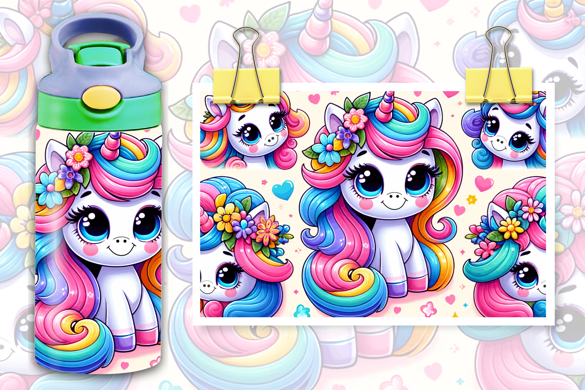 Unicorn With Rainbow Hair 12oz - Kids Sippy Digital Download