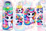 Load image into Gallery viewer, Unicorn With Rainbow Hair Kids Flip Top Sippy Cup Design  - Digital Download
