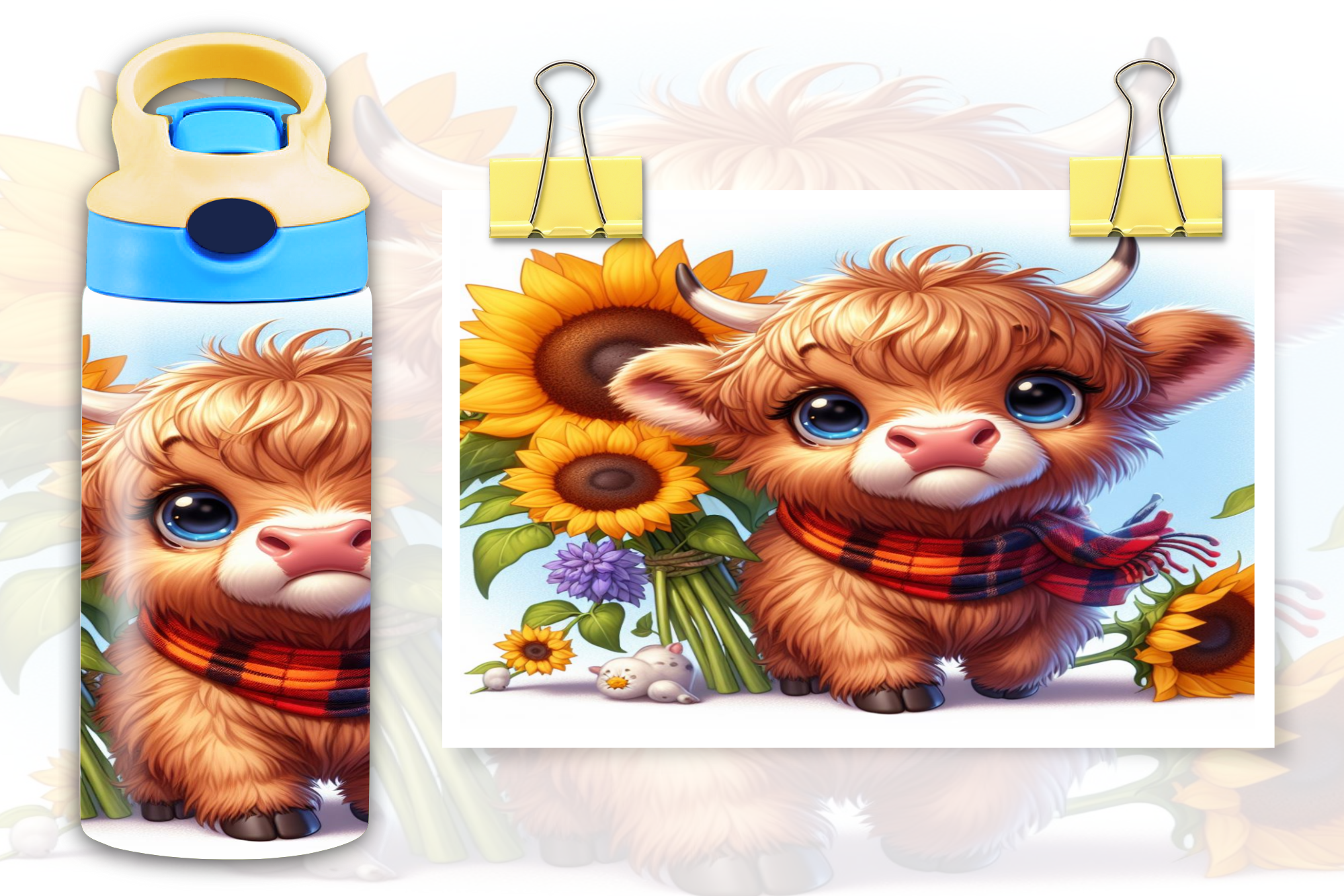 Highland Cow Spring Kids 12oz Sippy - Digital Download