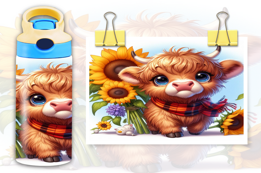 Highland Cow Spring 12oz - Kids Sippy Digital Download