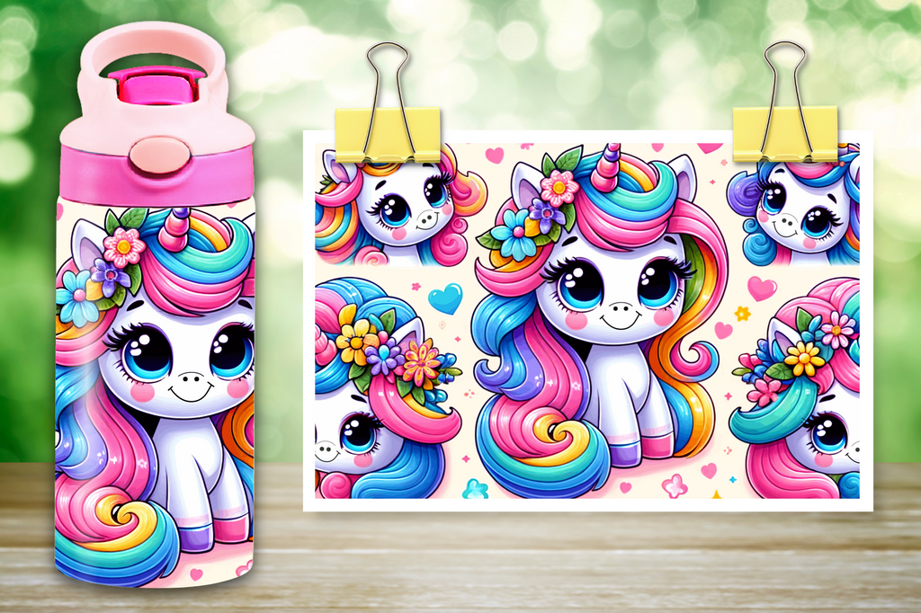 Unicorn With Rainbow Hair 12oz - Kids Sippy Digital Download