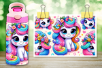 Load image into Gallery viewer, Unicorn With Rainbow Hair Kids Flip Top Sippy Cup Design  - Digital Download
