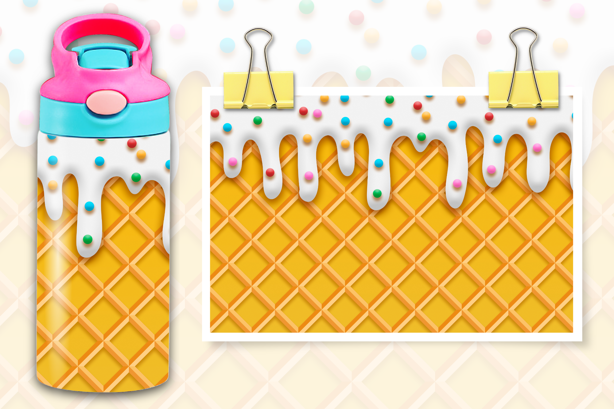 Ice Cream Cone Kids Flip Top Sippy Cup Design  - Digital Download