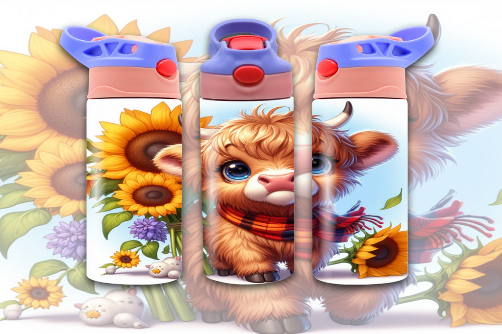 Highland Cow Spring 12oz - Kids Sippy Digital Download