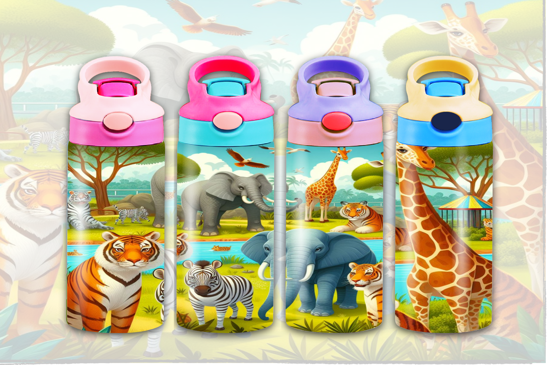 Zoo Animals 12oz - Kids Sippy Digital Download
