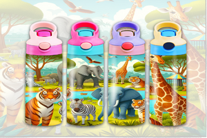 Zoo Animals  Kids Flip Top Sippy Cup Design  - Digital Download