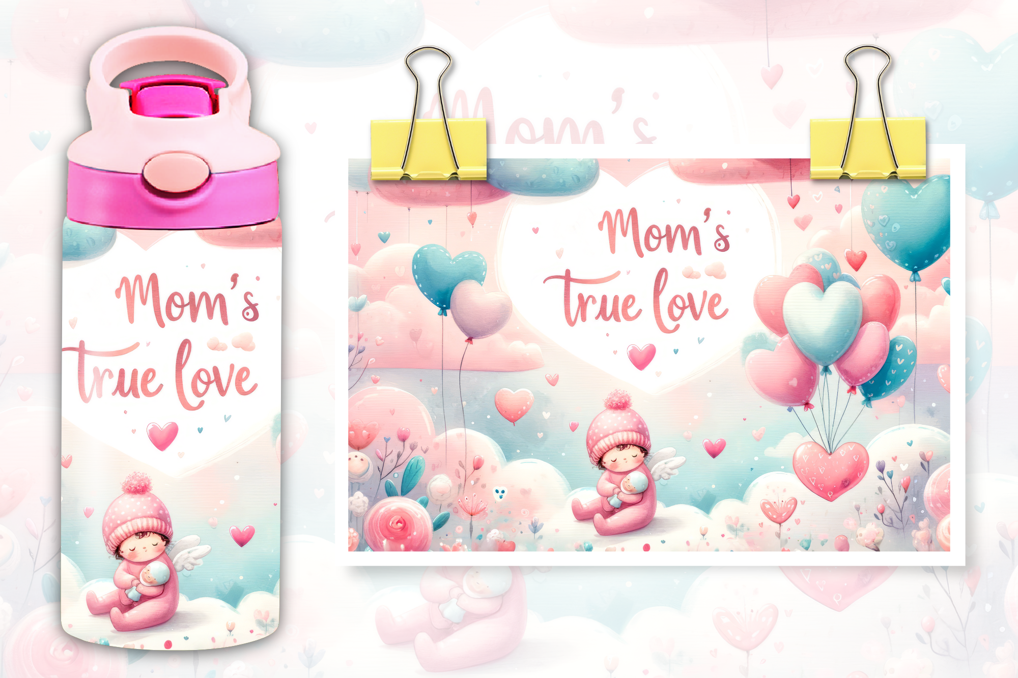 Mom's True Love Kids Flip Top Sippy Cup Design  - Digital Download