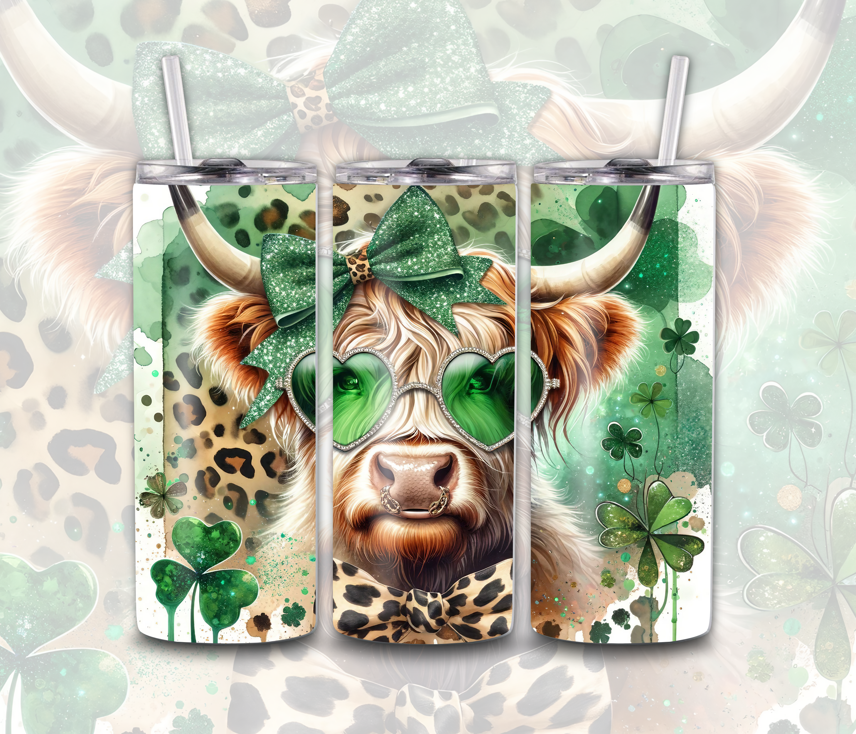 Highland Cow St. Patrick's Day - Tumbler Digital Download