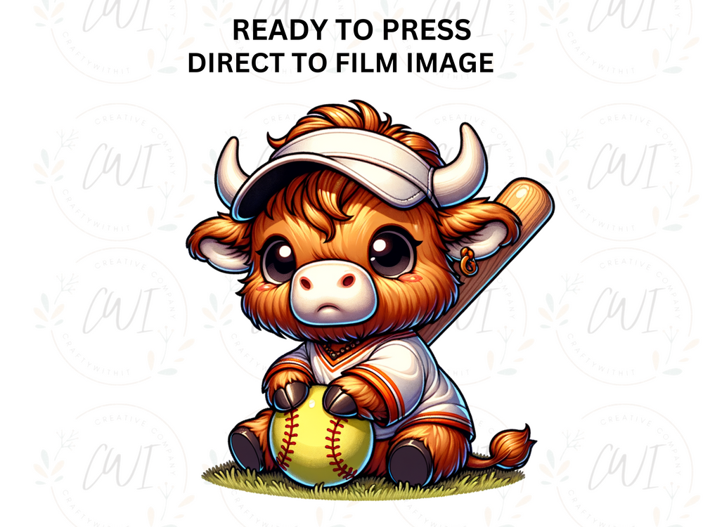Baby Highland Cow Softball - Direct To Film - DTF Transfer