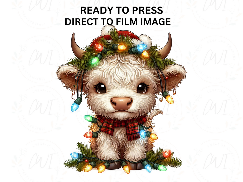 Christmas Highland Cow - Direct To Film Transfer