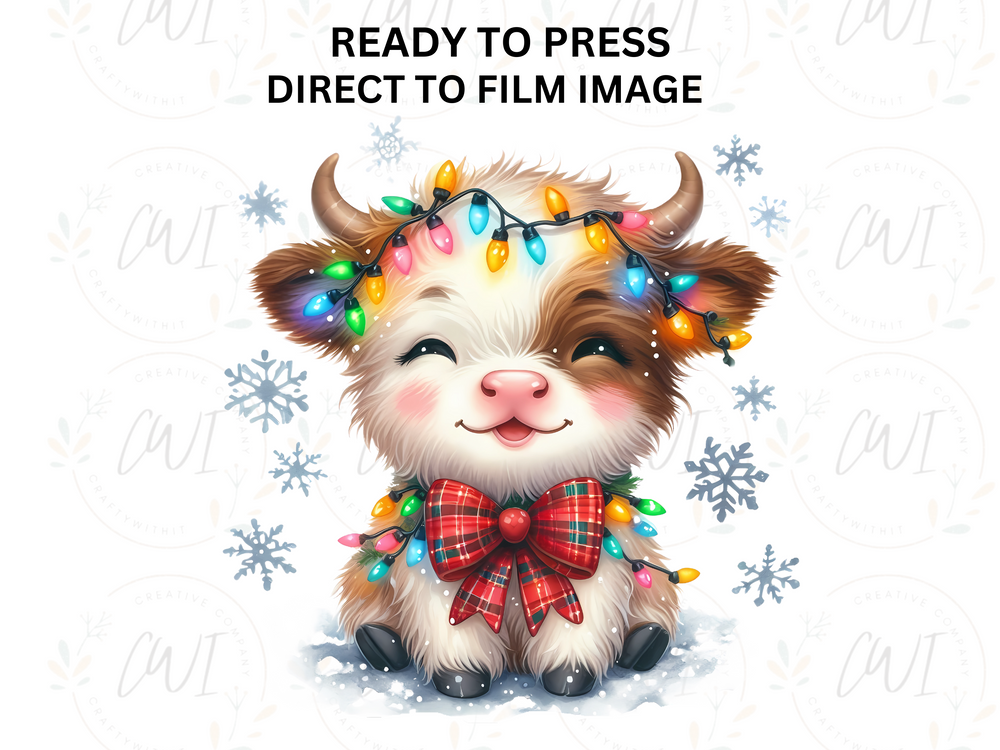 Christmas Highland Cow - Direct To Film Transfer