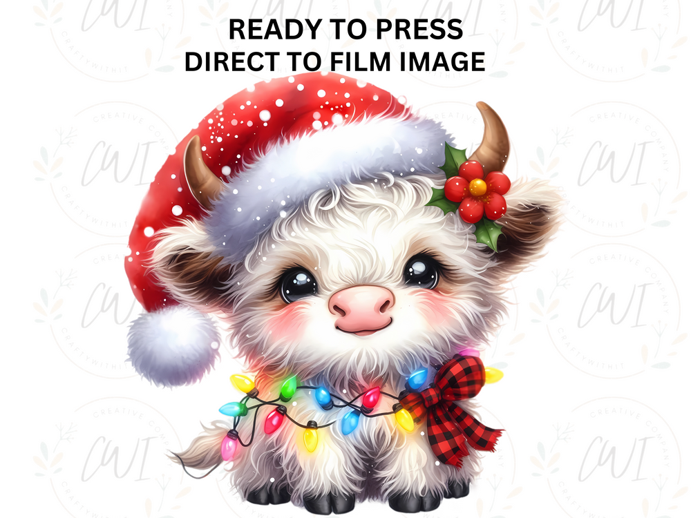 Christmas Highland Cow - Direct To Film Transfer