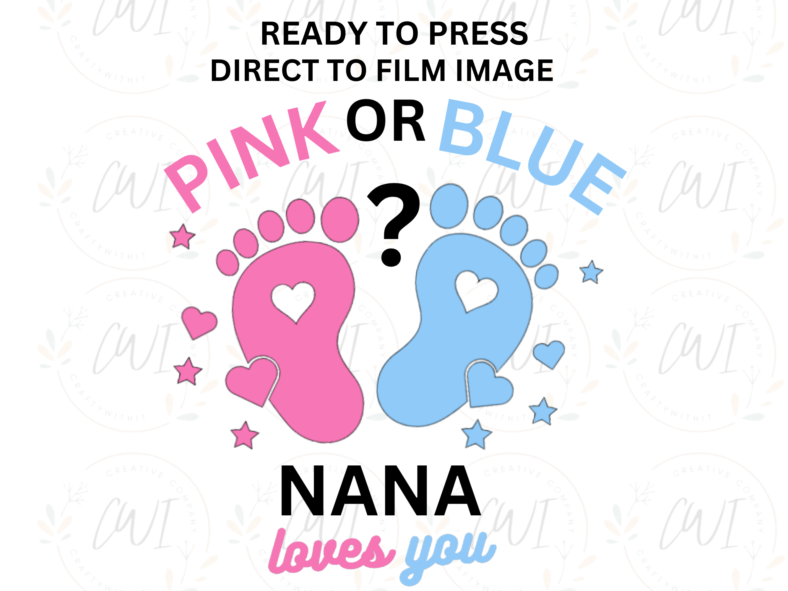Baby Reveal - Pink Or Blue Nana - Adult Direct To Film Transfer
