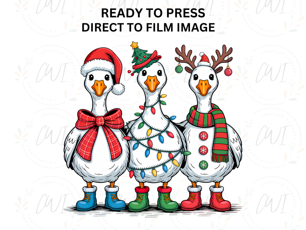 Christmas Geese - Direct To Film - DTF Transfer