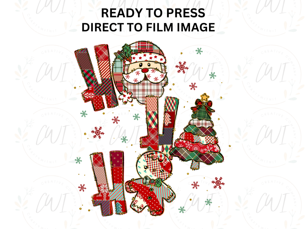 Christmas HO HO HO Patchwork - DTF Transfer