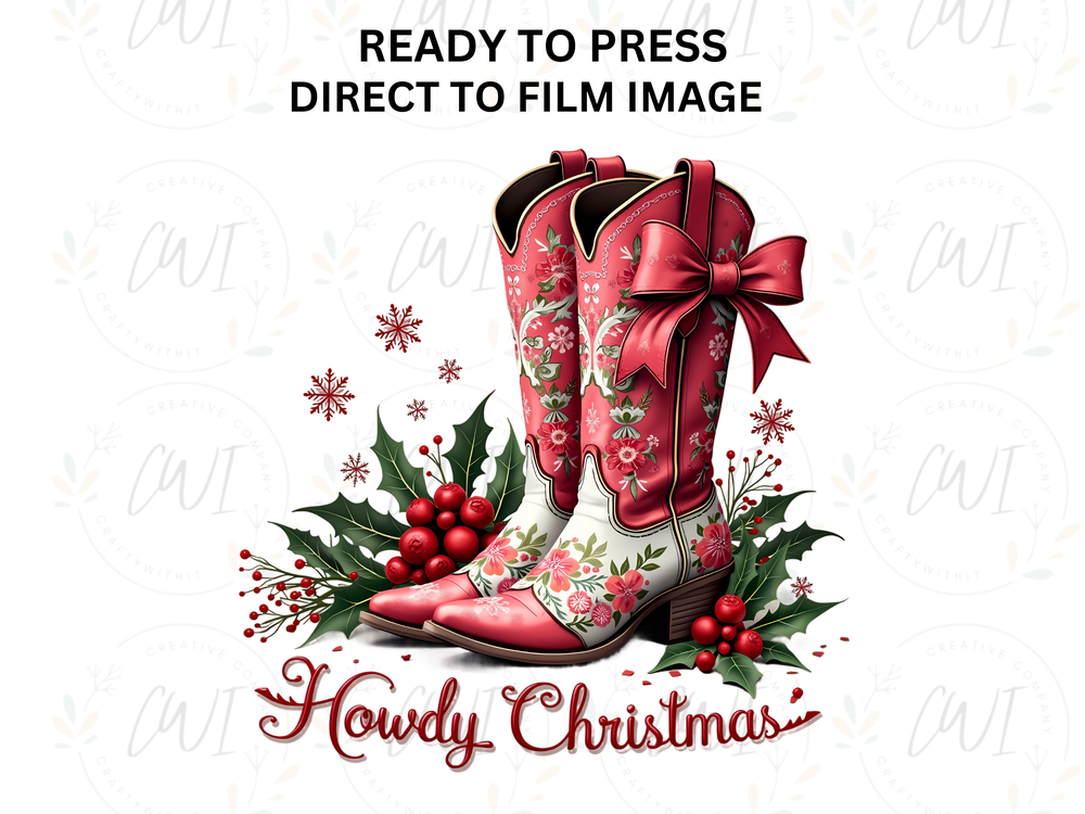 Christmas Cowgirl Boots - DTF Transfer