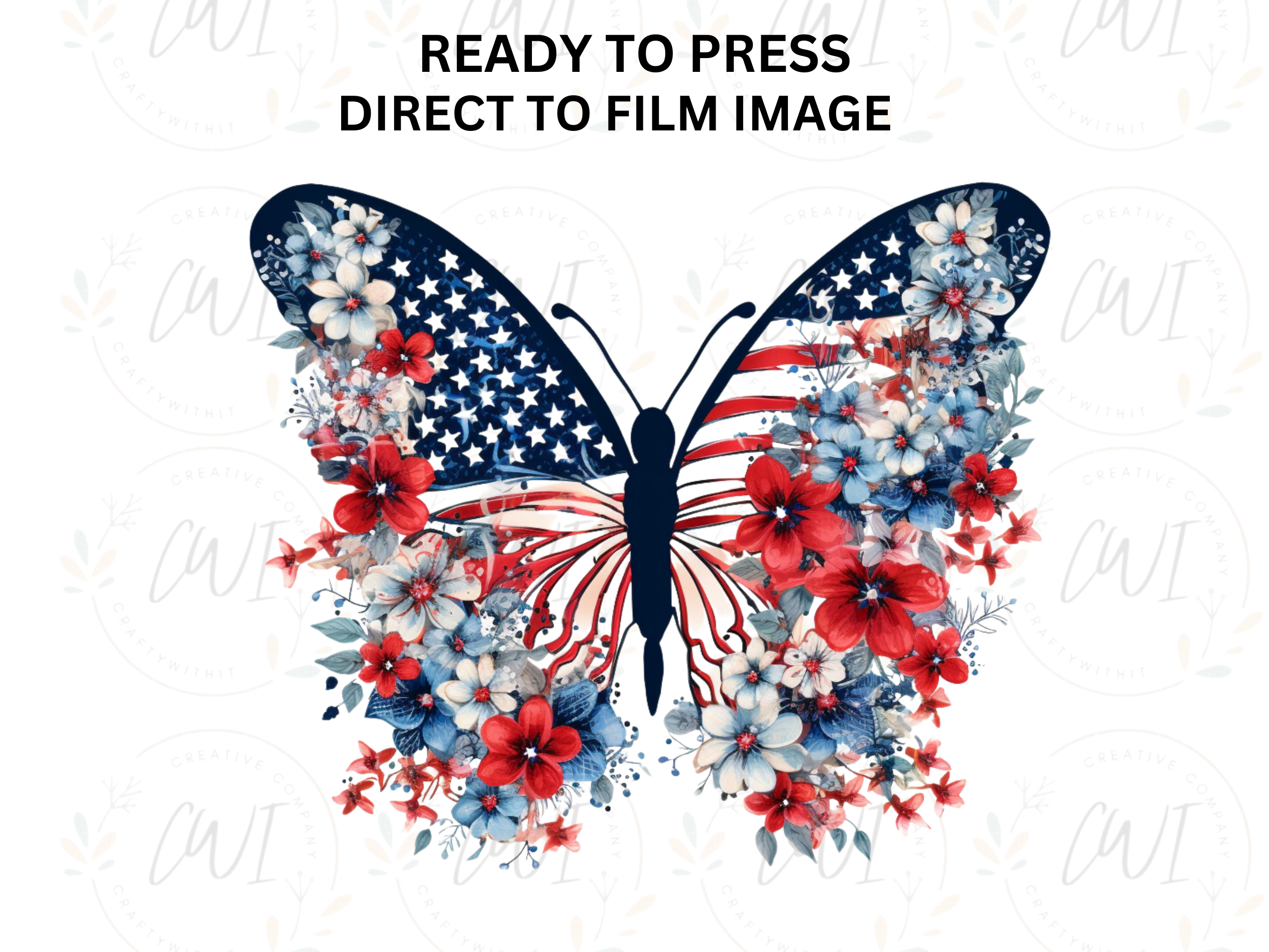 Butterfly Patriotic - Adult Direct To Film Transfer