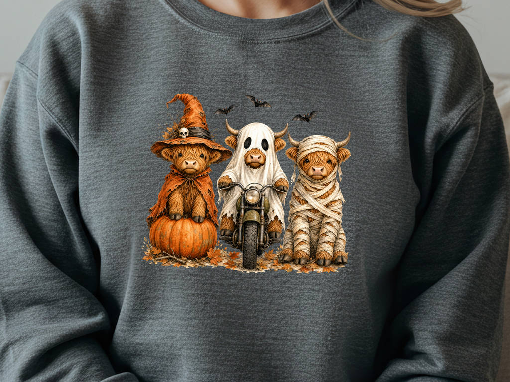 Halloween Highland Cow DTF Transfer - Youth/Adult Direct To Film Transfer