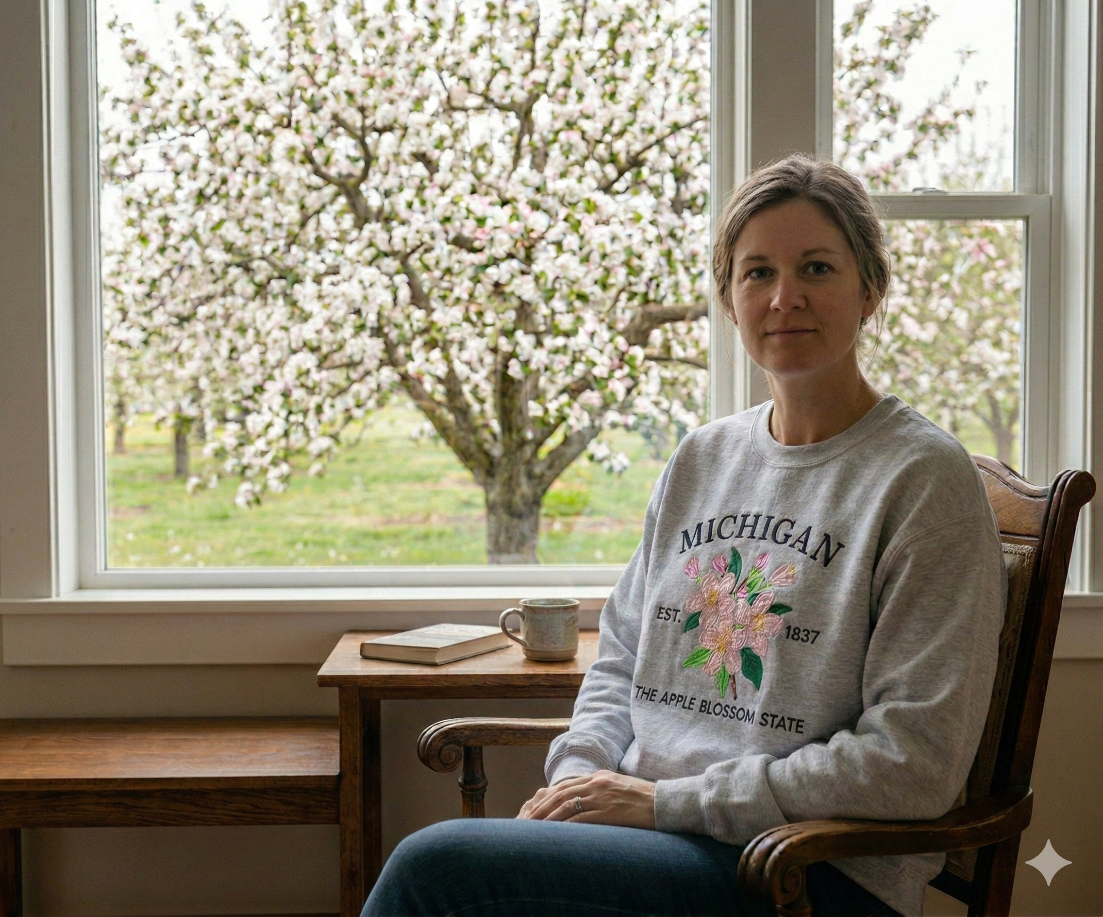 Michigan Apple Blossom State - Crewneck Adult Embroidery
