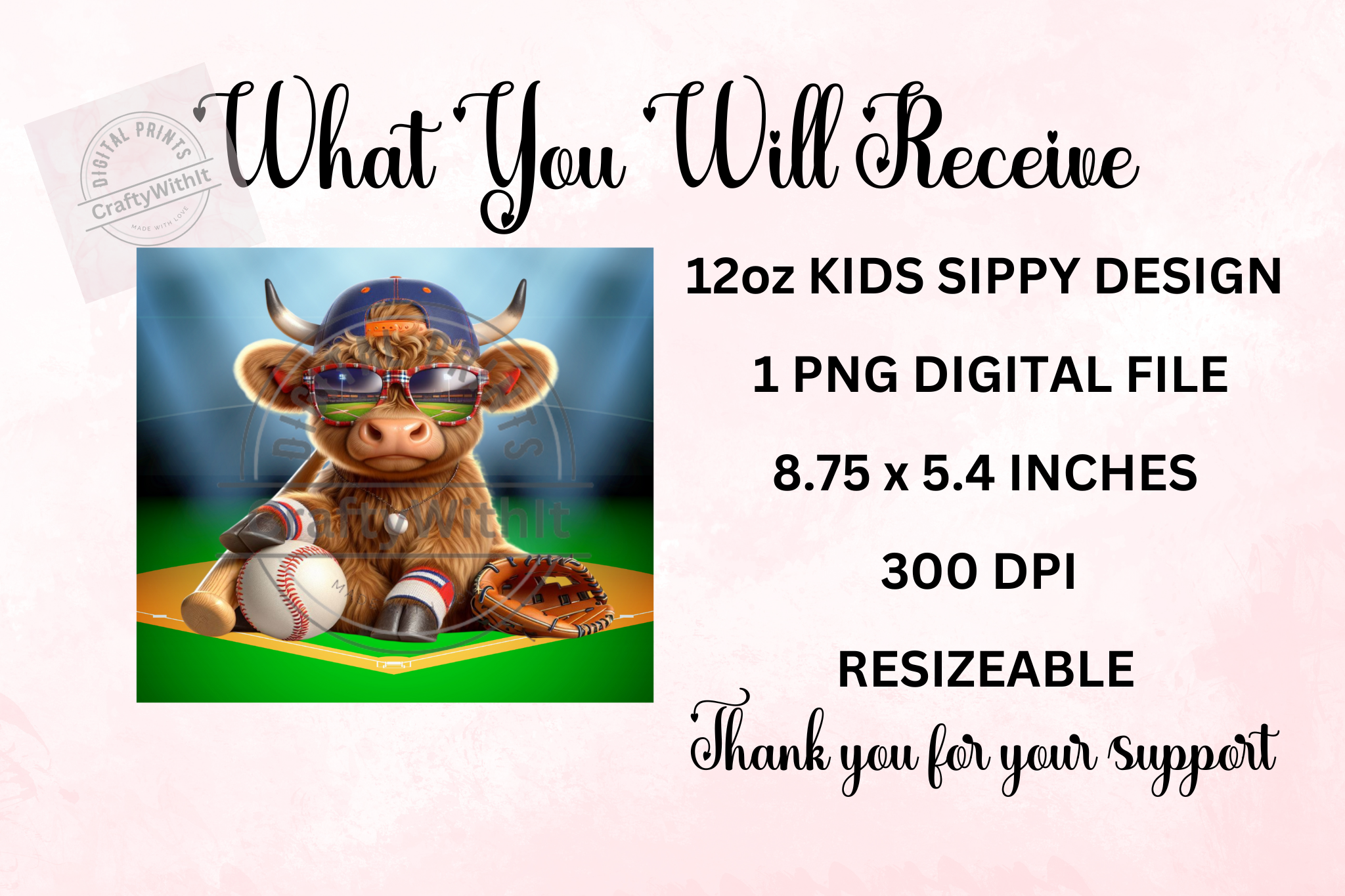 Highland Cow Baseball 1 - Tumbler Digital Download