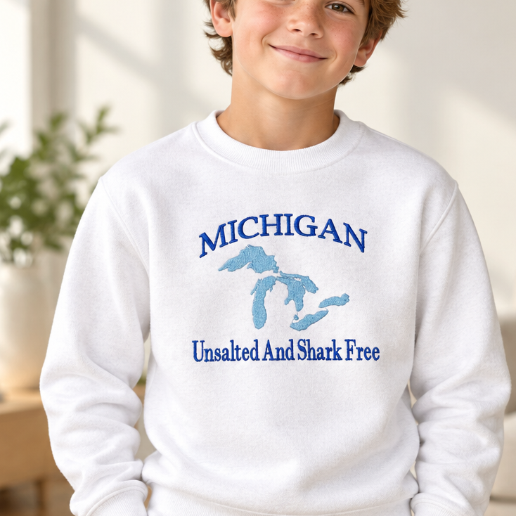 Michigan Unsalted and Shark Free Youth  - Kids Embroidery