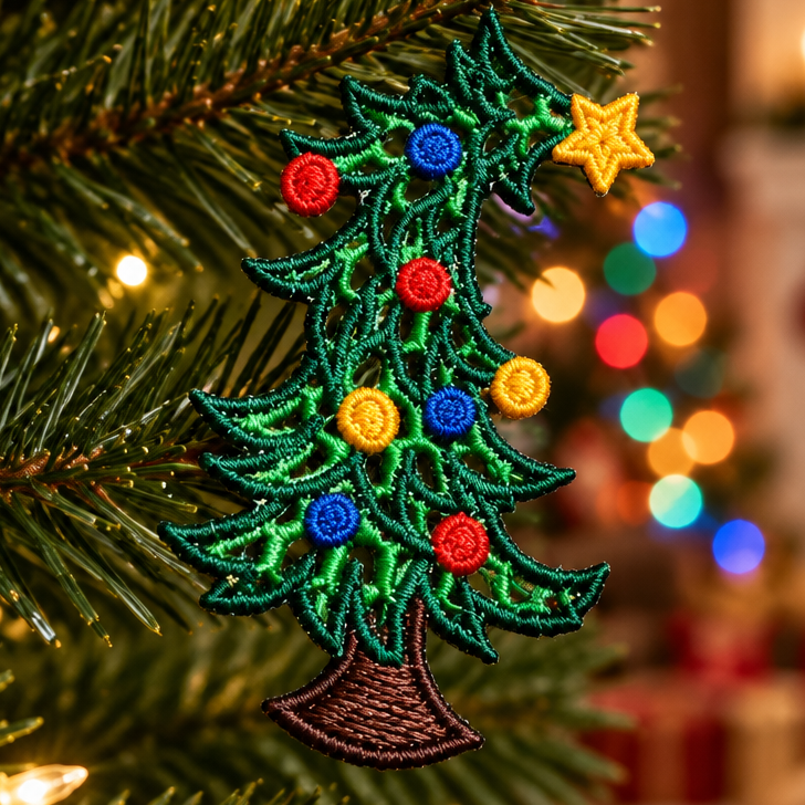 Embroidered Lace Christmas Tree Ornament - Embroidery