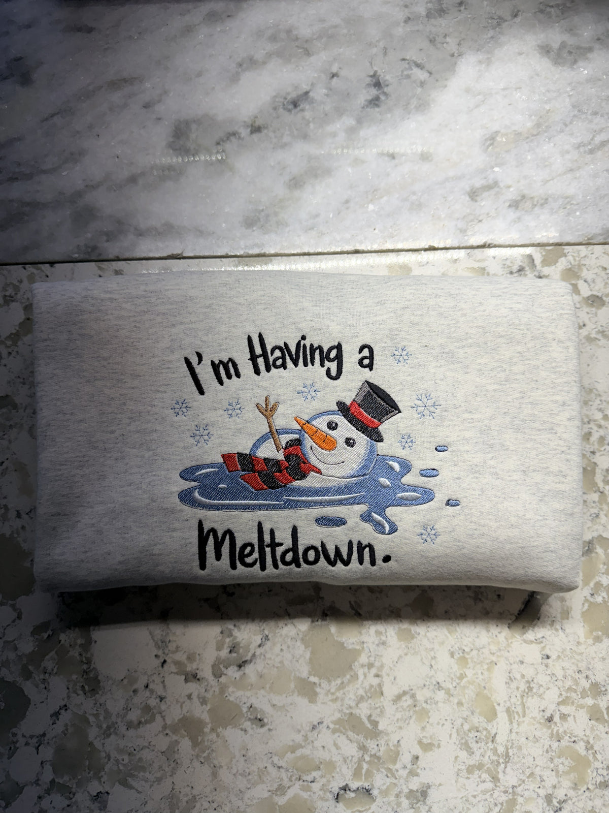 I’m Having a Meltdown Embroidered Snowman - Crewneck Adult Embroidery