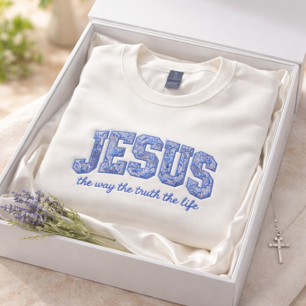 Jesus The Way - Crewneck Adult Embroidery